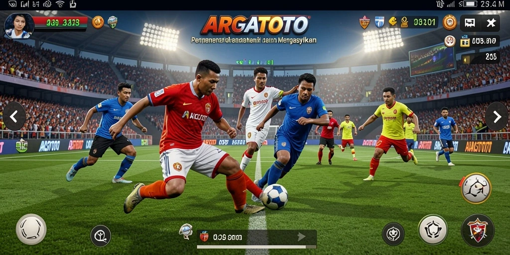 Gameplay ARGATOTO menampilkan pertarungan seru antar pemain olahraga.