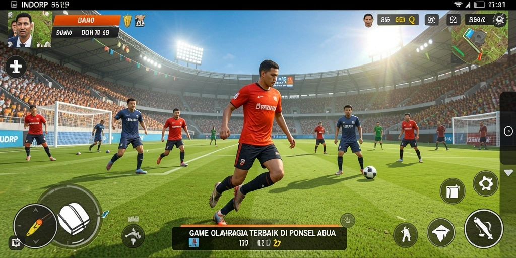 Tangkapan layar gameplay INDORP menampilkan aksi olahraga yang mendebarkan.