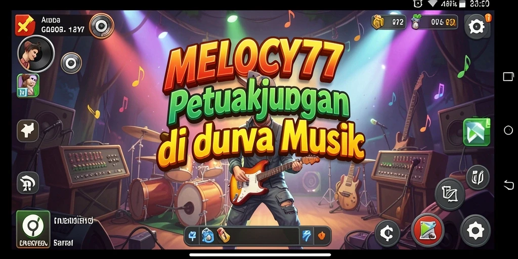 Tampilan gameplay MELODY77 yang penuh warna dan seru.