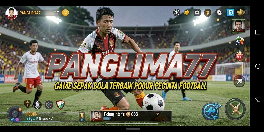 Tampilan gameplay seru di PANGLIMA77, nikmati laga sepak bola yang mendebarkan.