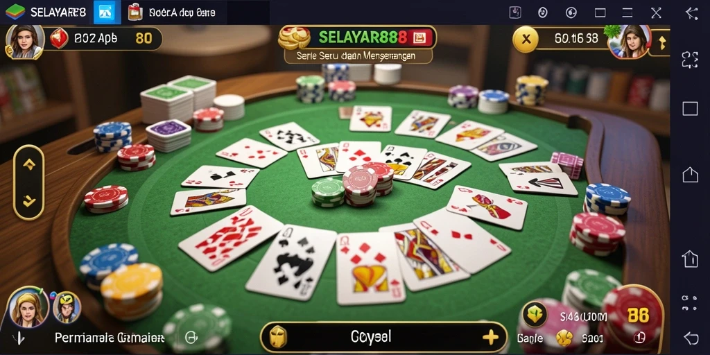 Gameplay seru SELAYAR88 dengan kartu Gaple di layar.
